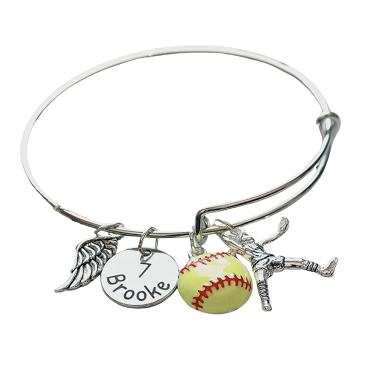 Softball Personalized Custom Adjustable Wire Bangle Bracelet